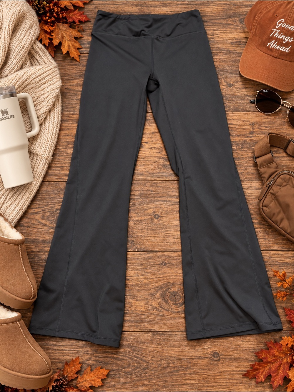 GAIAM Black Boot-Cut Flare Leggings